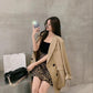 Khaki Jacket Female Spring and Autumn Loose Sense of Design Qualities Leisure Suit Jacket Lady Loose Long-sleeved Jacket