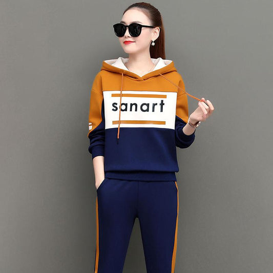 Casual Sports Suit Women's Loose Hooded Hoodie Sportswear Two-piece Suit Loose and Thin Hooded Hoodie Soft and Comfortable