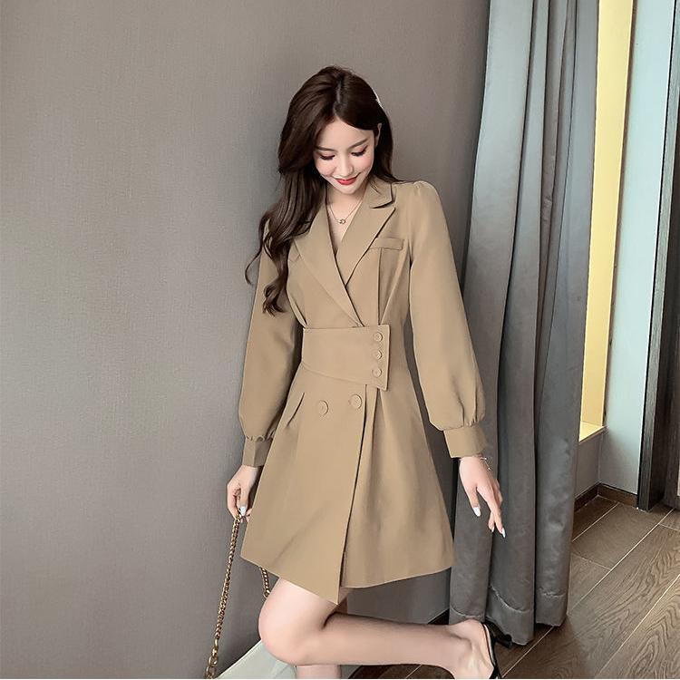Women's Dress Long Sleeve Turn-down Collar Knee-length Daily Wear Dating Party Office