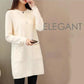 Women's Mid-length Knit Sweater  dress Winter Loose Round Neck Pullover Sweater Thick Knitwear Skirt with Pockets