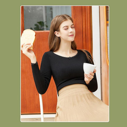 Women Winter Autumn Thermal Underwear Plus Velvet O-neck Female Tight Suit Thicken Windproof Comfortable Soft Lining Long Sleeve High Elasticity Slim