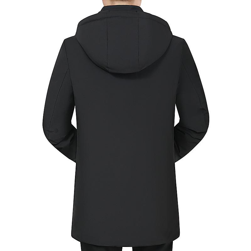 Men's Hooded Jacket Winter Warm Thick Long Sleeve Zipper Male Stand Collar Down Padded Jacket
