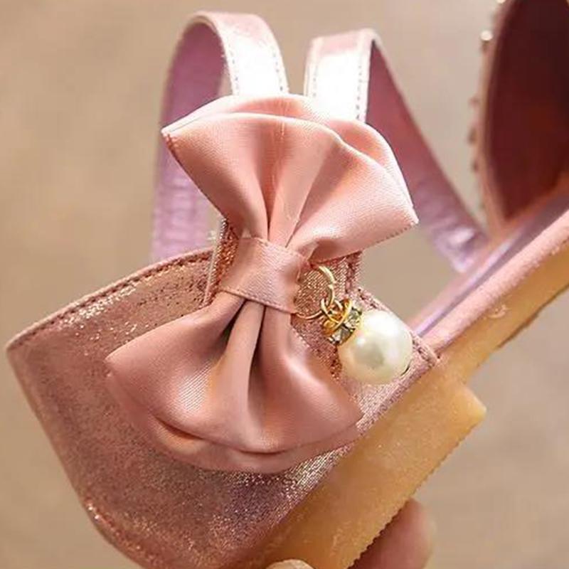 Children Sandals Girl Princess Shoes for Girls Glitter Bowtie  Sandals Dress Party Shoe Size 21-36