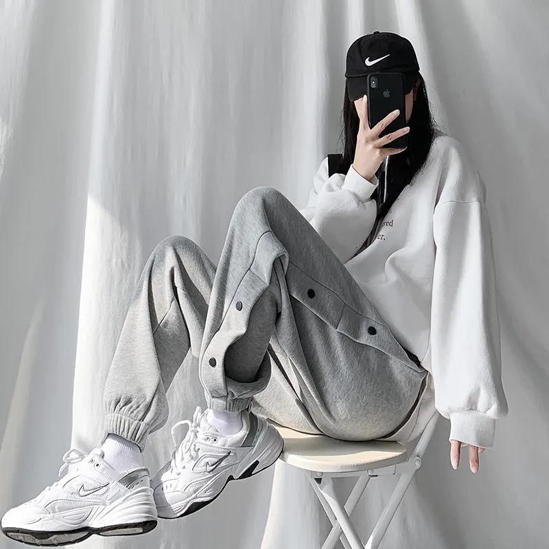Gray Sweatpants Women's Spring and Summer Loose and Thin Waist Pants Casual All-match Thin Guard Pants Harem Pants