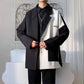 High-quality Contrast Color Stitching British Style Suit Men's Autumn Casual Loose Suit Jacket Long-sleeved Warm Mid-length Windbreaker
