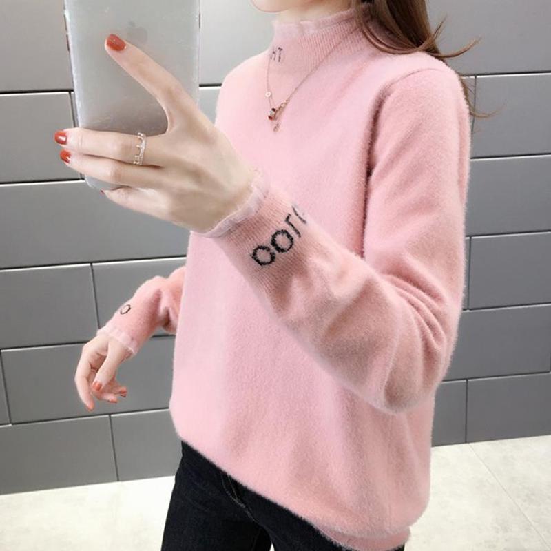 Western Style Mink Velvet Loose Knit Bottoming Shirt Ladies Sweater Lace Ladies Fashion