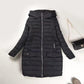 Winter Mid-length Thickened Windproof Cold-proof Warmth Loose Standing Tie Hood Down Cotton Ladies Jacket Padded Coat