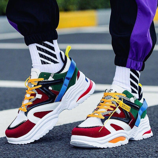 Four Seasons Fashion Casual Shoes Lightweight Breathable Colorful Clunky Sneaker Unisex Shoes 36-44