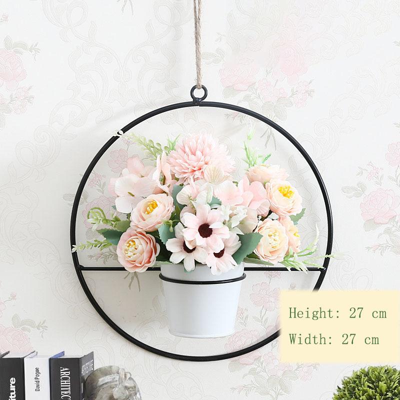 Home Hanging Wall Hanging Decoration Artificial Flower Wall Pendant Simulation Plastic Flower Basket Living Room Wall Decoration Floral Potted Plant