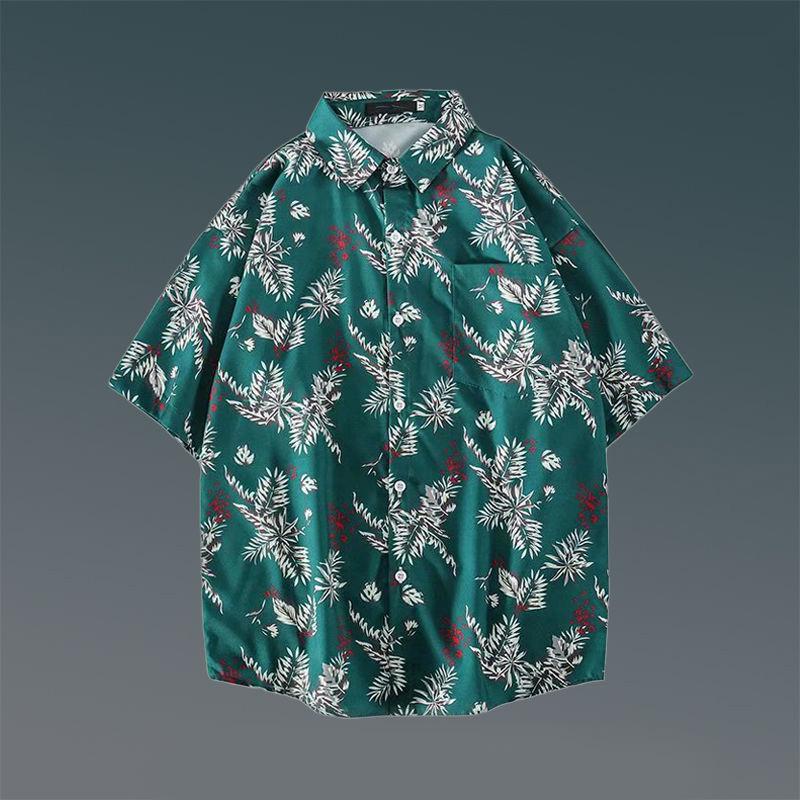 Summer Short-sleeved Shirt Hawaiian Beach Vacation Loose Five-point Sleeve Shirt