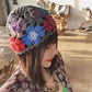 Gradient Stereo Flower Bag Head Hat Woman National Handmade Crochet Knit Hat Openwork Towel Hat