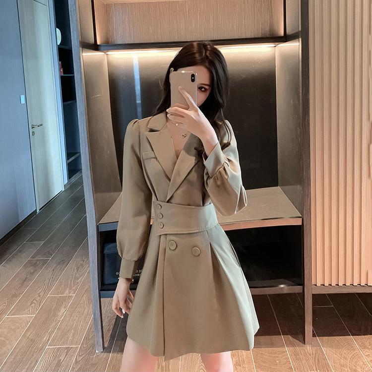 Women's Dress Long Sleeve Turn-down Collar Knee-length Daily Wear Dating Party Office