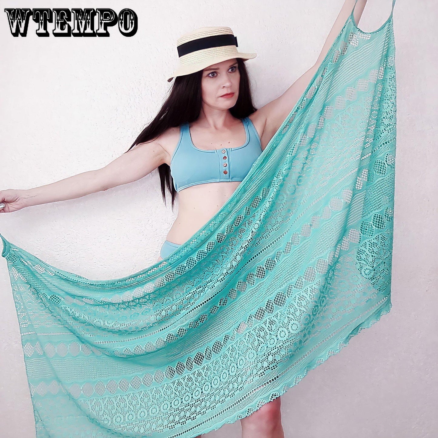 Womens Strappy Swim Cover Up Sleeveless Ladies Loose Lace Swimwear Blouse Long Beach Dress