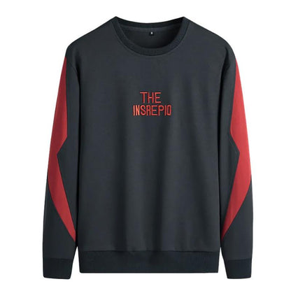 Sweater All-match Color Contrast Youth Round Neck Pullover Loose Thick Warm Top Men's Fashion Sweater
