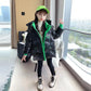 Girls' Winter Warm Cotton Jacket Plus Velvet Windproof Down Padded Jacket Children's Padded Jacket