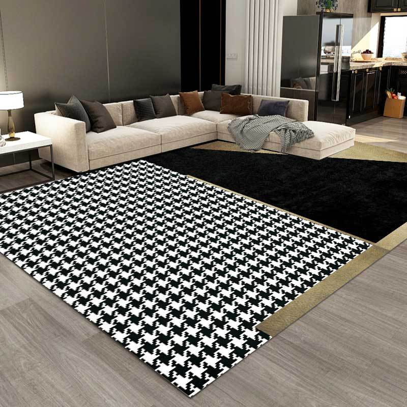 Nordic Modern Minimalist Carpet, Light Luxury Houndstooth Stitching Pattern Kitchen Carpet, Living Room Bedroom Bedside Non-slip Carpet Floor Mat