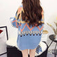 Autumn and Winter Women's Letters Loose Knitted Jacket Long-sleeved Sweater Cardigan Women