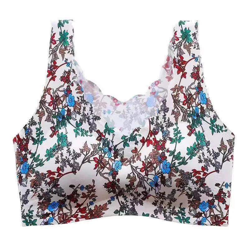 Ladies Large Size Bra Middle-aged and Elderly No Steel Rings Gathering Ice Silk Beauty Vest Vest Bra Thin Breathable Lightweight Bra