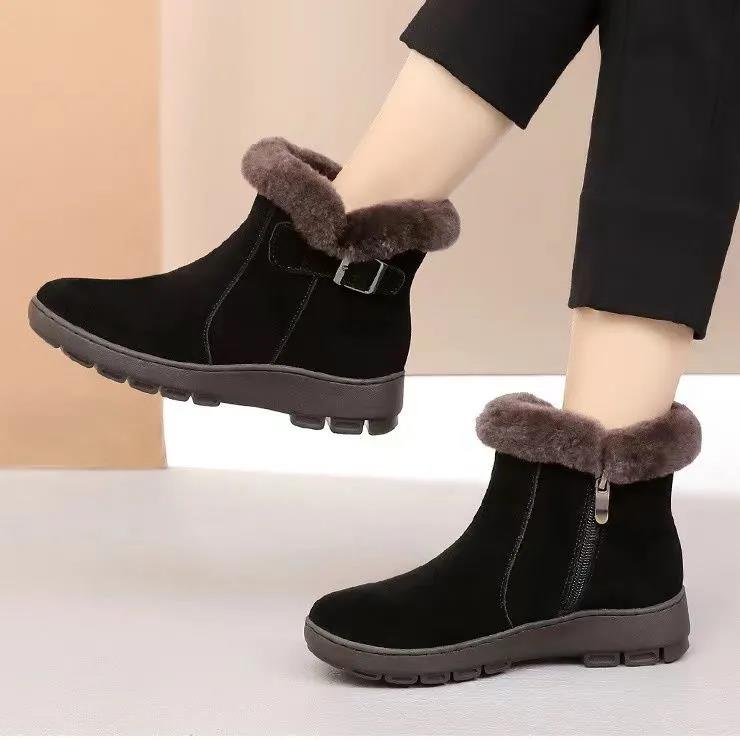 Winter Plus Velvet Warm Soft Non-slip Women's Shoes Short Tube Flat Cotton Boots