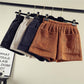 Fashion Sashes Women Woolen Bootcut Short Pants Wide Leg Shorts Solid Warm High Waist Wool Shorts