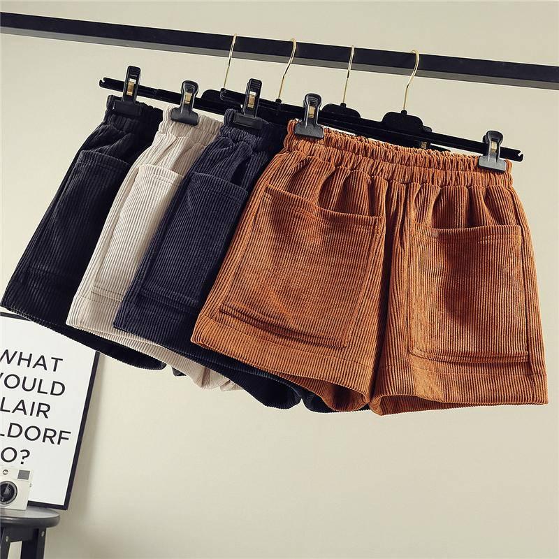 Fashion Sashes Women Woolen Bootcut Short Pants Wide Leg Shorts Solid Warm High Waist Wool Shorts