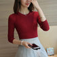 Pofulove Women Striped Half-high Collar Black Bottoming Shirt Autumn Winter Knitted Thick Sweater