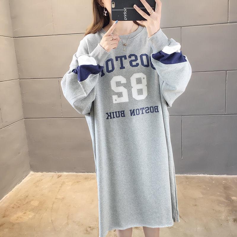 Large Size Mid-length Women's Sweater Autumn and Winter Fashion Trend with Letters Solid Color Women's Jacket