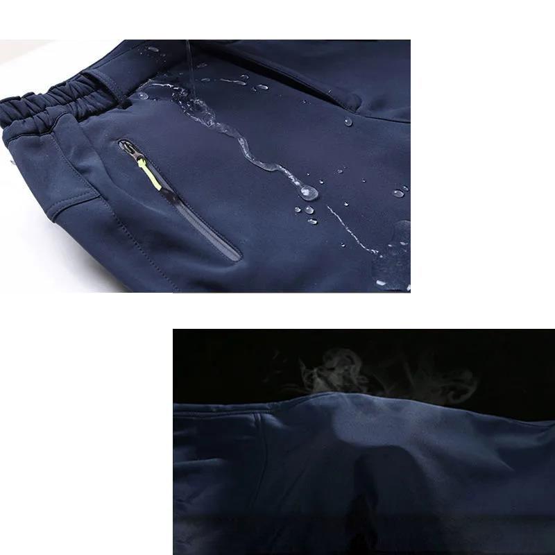 Fall/winter Thickened Assault Pants Men Plus Velvet Thickened Waterproof and Windproof Outdoor Hiking Pants Stretch Fleece Ski Pants