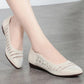 Beef Tendon Soft Bottom Summer Soft Leather Women's Shoes Mesh Hollow Sandals Soft Flat Work Women's Shoes Maternity Shoes