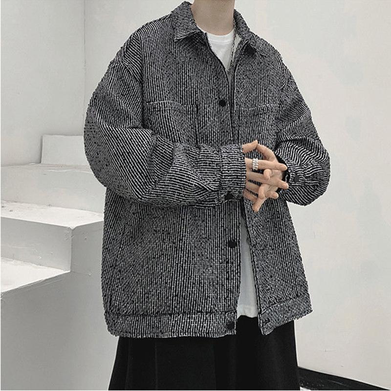 Temperament Jacket Men's Xiaoxiang Wind Lapel Early Autumn Long-sleeved Couple Casual Loose All-match Top Long-sleeved Warm Jacket