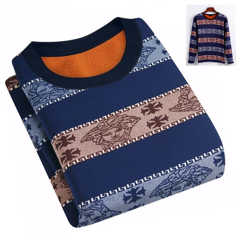 Men's Thick Printed Thermal Underwear Men's Thick Velvet Jacket Can Be Worn Outside In Winter