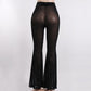 Paillette Trousers Women Shinny Sparkle See Through Pants Summer Streetwear Flare Pants Beach Trousers Casual Ladies Pants