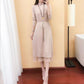 Long Sweater Dress Over The Knee Thickening New Women's Half High Neck Lace Stitching Lace Knitted Dress