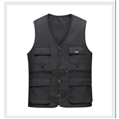 Spring, Summer and Autumn Middle-aged and Elderly Men's Vests Wear Multi-pocket Fishing Photography Casual Vests on Both Sides