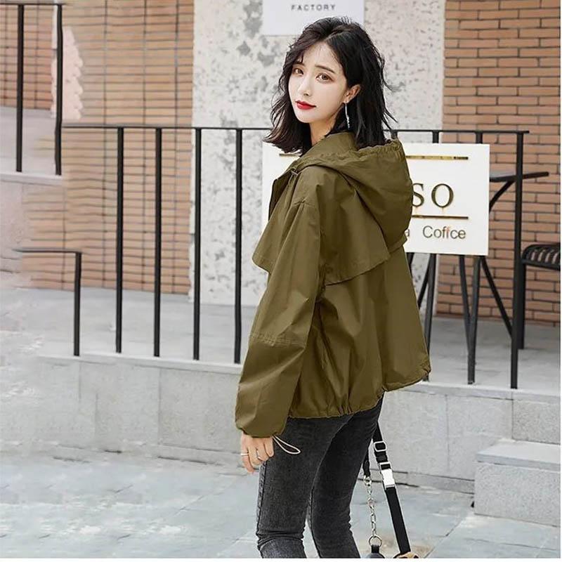 Spring and Autumn Short Short Wild Loose Casual Student Large Size Coat Windbreaker Women