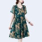 Women's Summer Dress XL-XXXXXL Chiffon Veil Short Sleeve Round Neck Printing Daily Wear