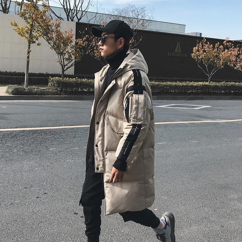 Winter Trend of Down Jacket Men's Mid-length Over-the-knee Thickening Couple Student Wear Warm Jacket Tide