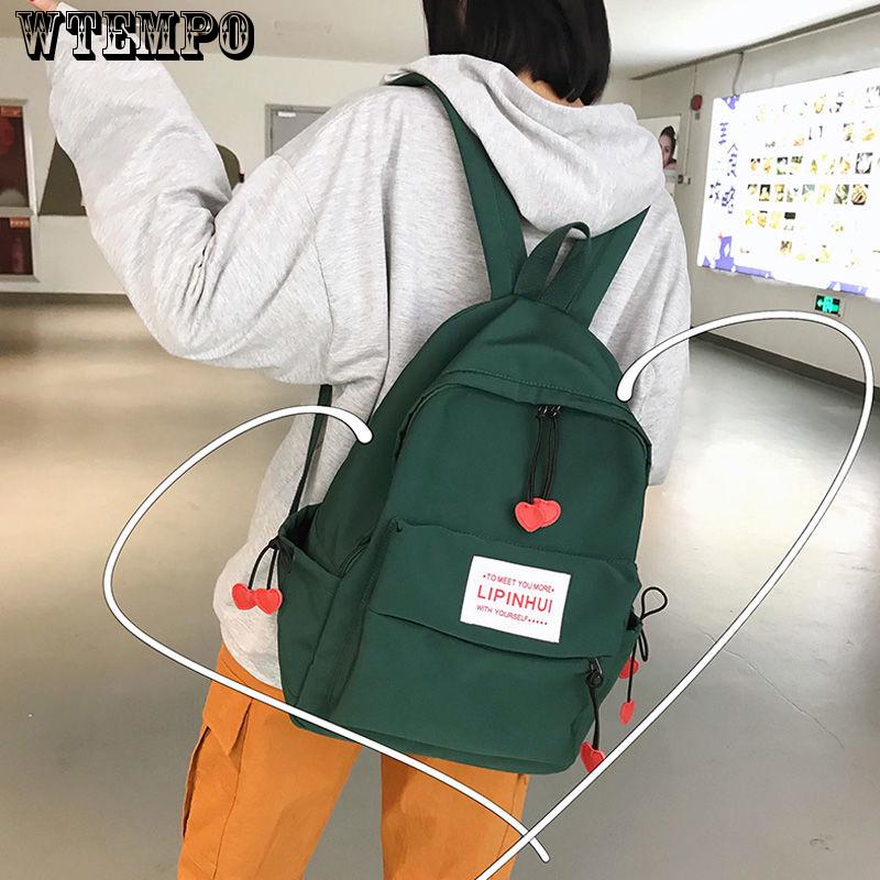 Love Heart School Bag for Teenager Girls Cute Small Nylon Schoolbag Backpack
