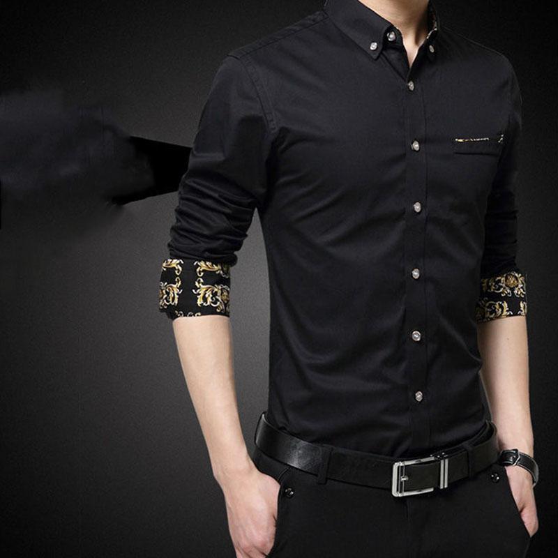 Men's Shirt Long-sleeved Slim Korean Fashion Trend Shirt Casual Business British Hair Stylist Clothes