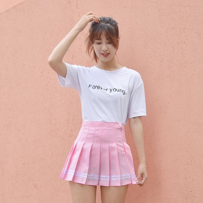 Summer Women Pleated Skirt College Style Anti-lightening Thin High Waist Sexy Mini A-line Skirt