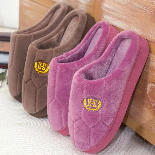 Couple Slippers Striped Cloth Bottom Warm Slippers Non Slipping Shoes