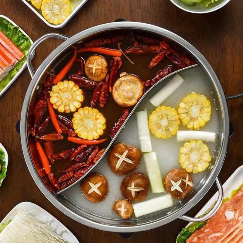 Stainless Steel Twin Double Pot Cookware Shabu Induction Compatible