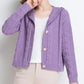 Autumn and Winter Knitted Hoodie Cardigan Short Loose Top Simple Solid Color Female Jacket