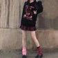 Women Fashion Sweatshirt Punk Gothic Hoodies Japanese Anime Pullovers Black Oversize Y2K Girl Sweatshirts Graffiti Hipster Streetwear Hip Hop Hoodies