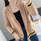 Spring and Autumn Knitted Cardigan Sweater Loose Hooded Large Size Top Short Color-blocking Women's Jacket