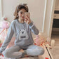 Winter Female Coral Fleece Cute Indoor Pajamas Korean Student Long-sleeved Thick Flannel Plus Size Home Service Suit