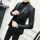 Fashionable Urban Men's Leather Jacket Autumn and Winter Fashion Trend Slim Plus Velvet Warm Sheepskin Jacket