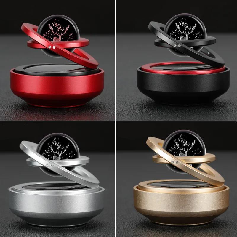 Safe Trip Car Decoration Aromatherapy Solar Double Ring Rotating Accessories Zinc Alloy Ornaments