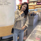 Pofulove 5 Colors Cute Thick Knitted Shirt O-neck Loose Women Blouse Simple Color Splite Sweaters