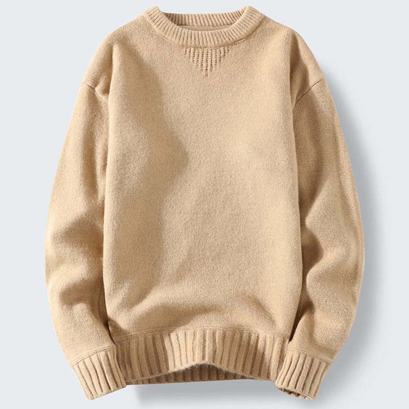 Autumn and Winter Round Neck Sweater Men's Plus Velvet Thickening Sweater Youth Student Pullover